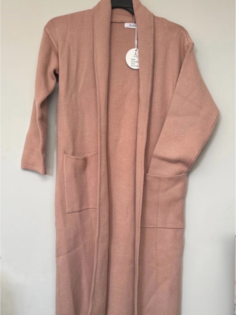 Long Open-Front Blazer Jacket in Dusty Rose by Amour